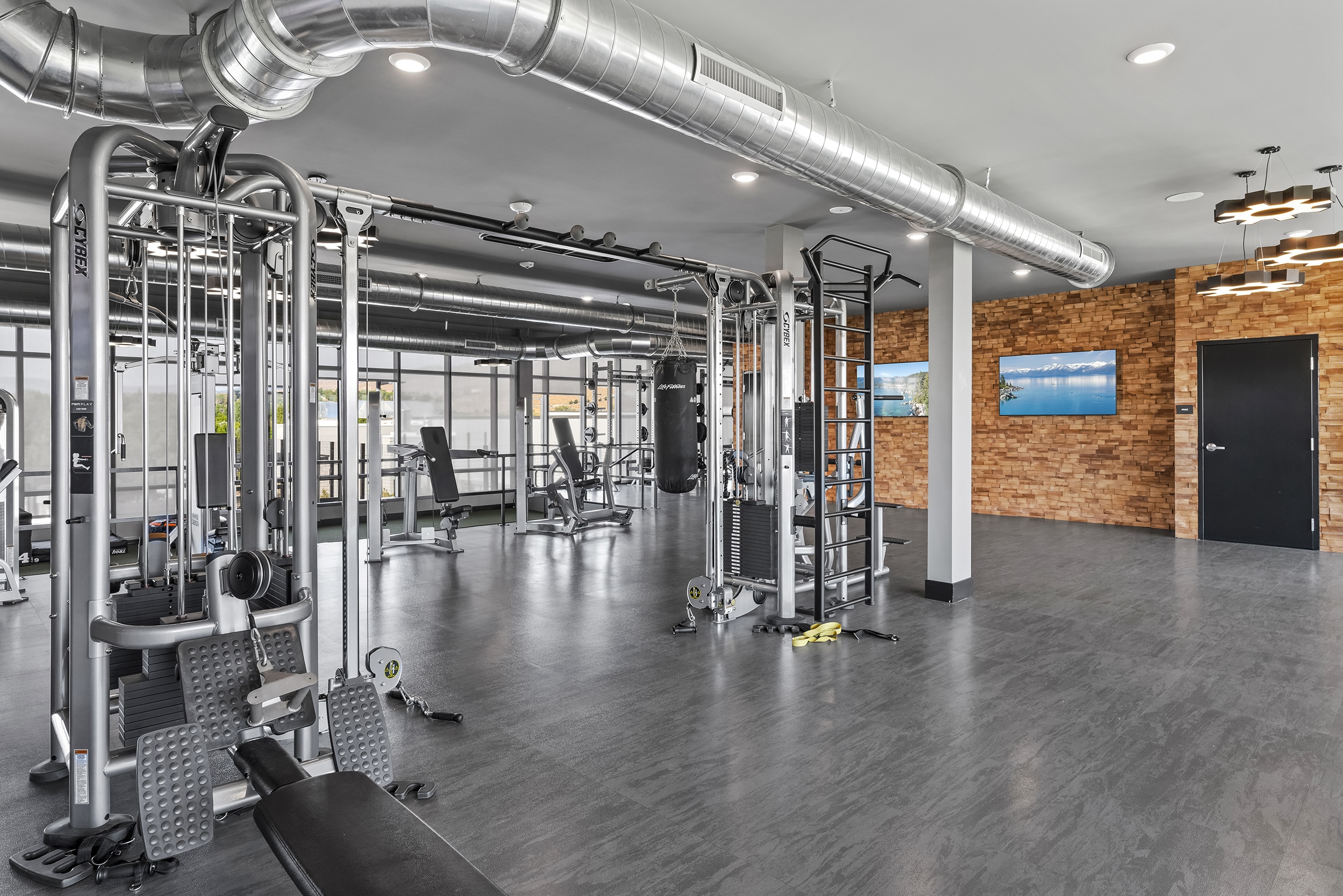 modern gym interior with workout equipment large